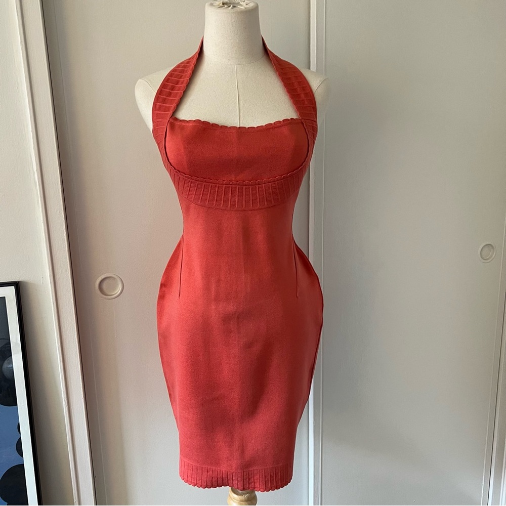 Alaïa 90s coral pink dress